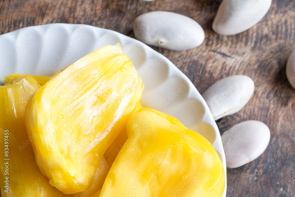 Jackfruits in white plate Jackfruits in white plate