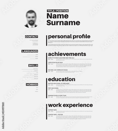 cv / resume template with nice typography
