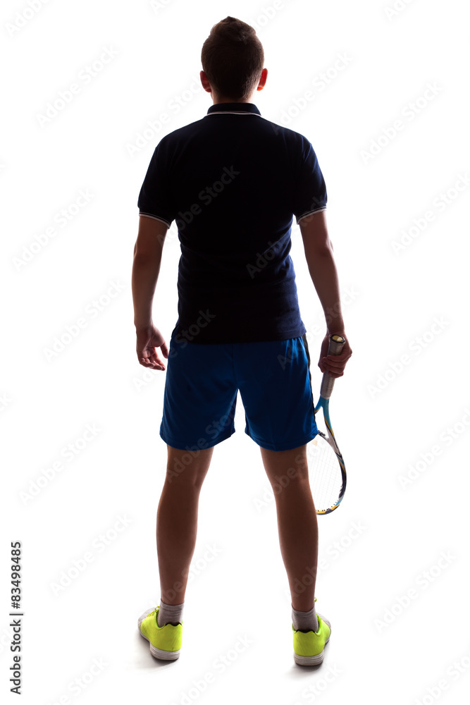 silhouette of tennis player back