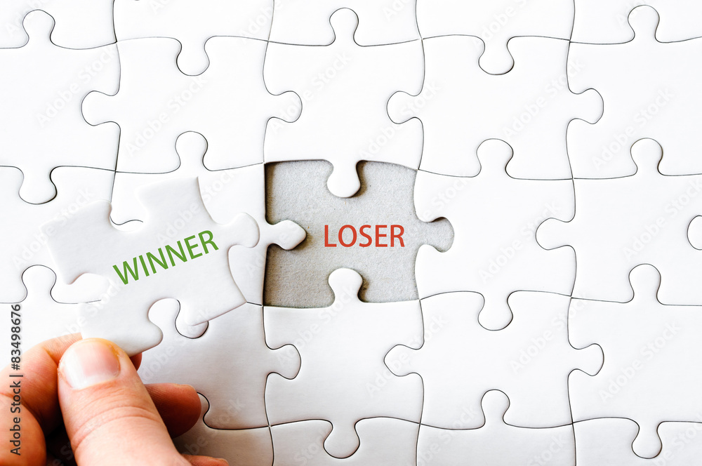 Fototapeta premium Missing jigsaw puzzle piece with word WINNER