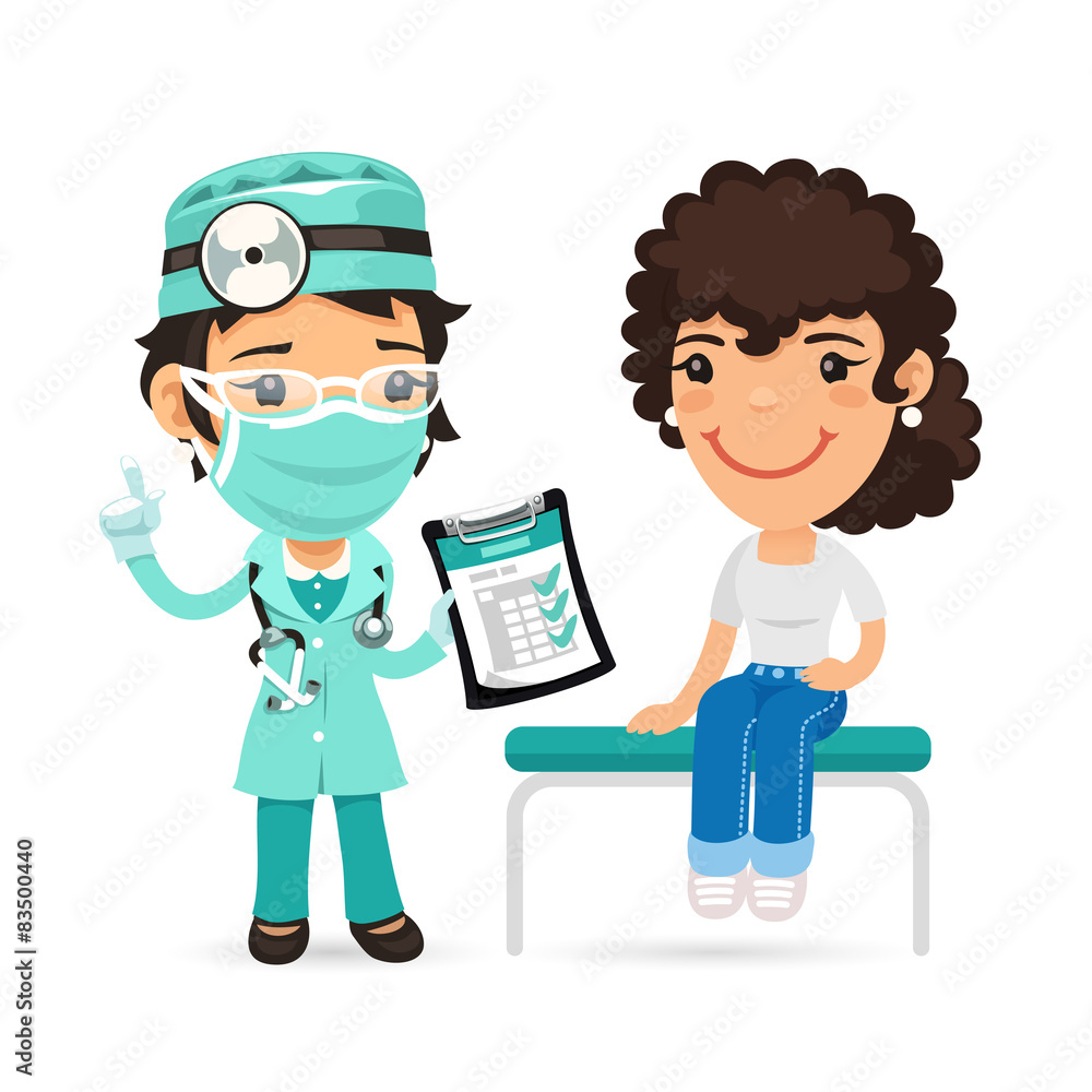 Woman is Sitting on an Examination Table and Listening to a Woman is Sitting on an Examination Table and Listening to a