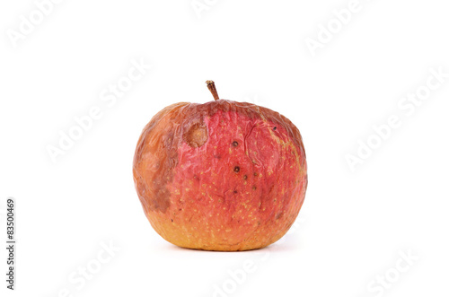 Rotten apple isolated on white background