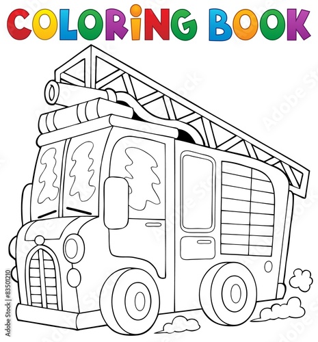 Coloring book fire truck theme 1