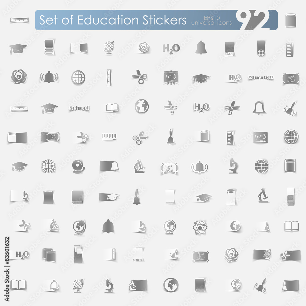 Set of education stickers Set of education stickers