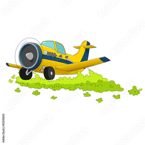 Cartoon aircraft spraying pesticides