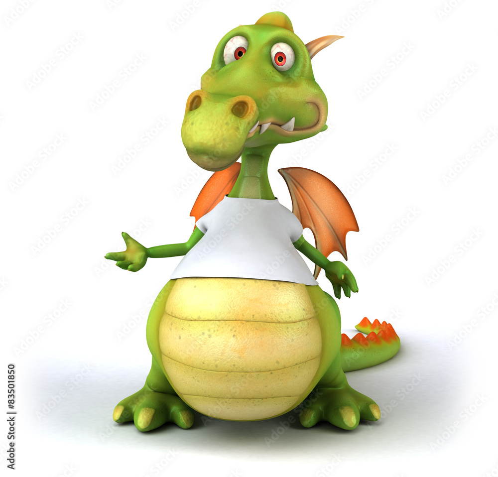 Fototapeta premium Dragon with a white tshirt