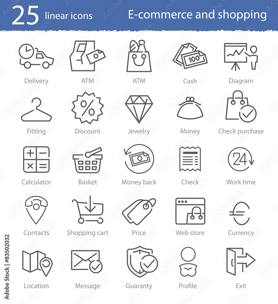 custom made wallpaper toronto digitalE-commerce, shopping and web store thin line icons set