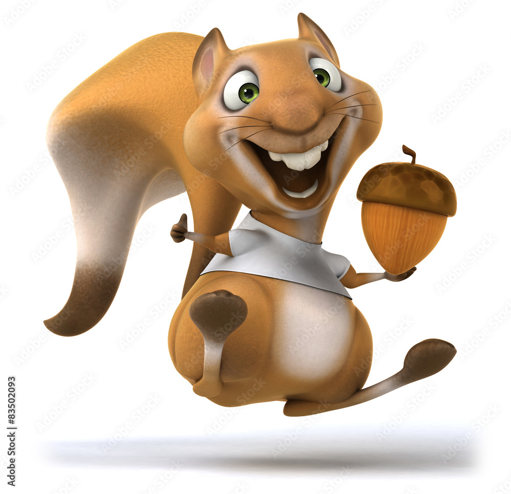 Naklejka premium Squirrel with a white tshirt