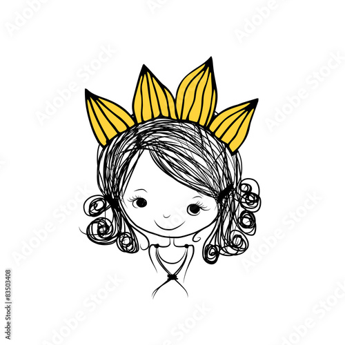 Girls princess with crown on head for your design