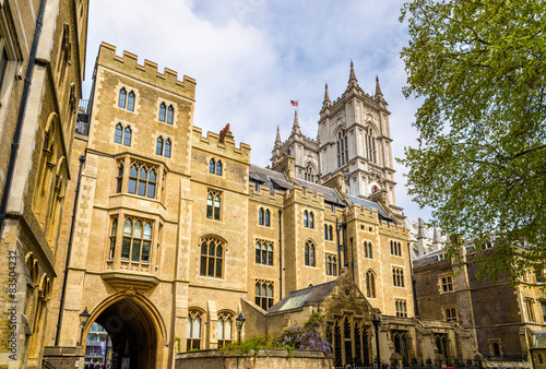 View of Westminster Abbey in London, England