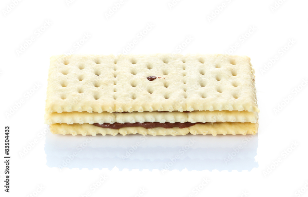 Sandwich biscuits with chocolate on white background Sandwich biscuits with chocolate on white background
