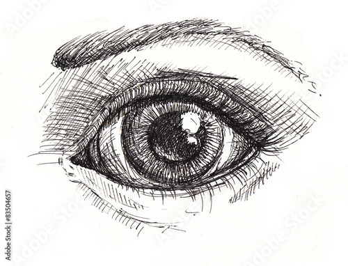 Black and white drawing of eye