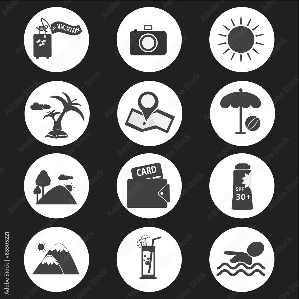 Travel and vacation Icons set