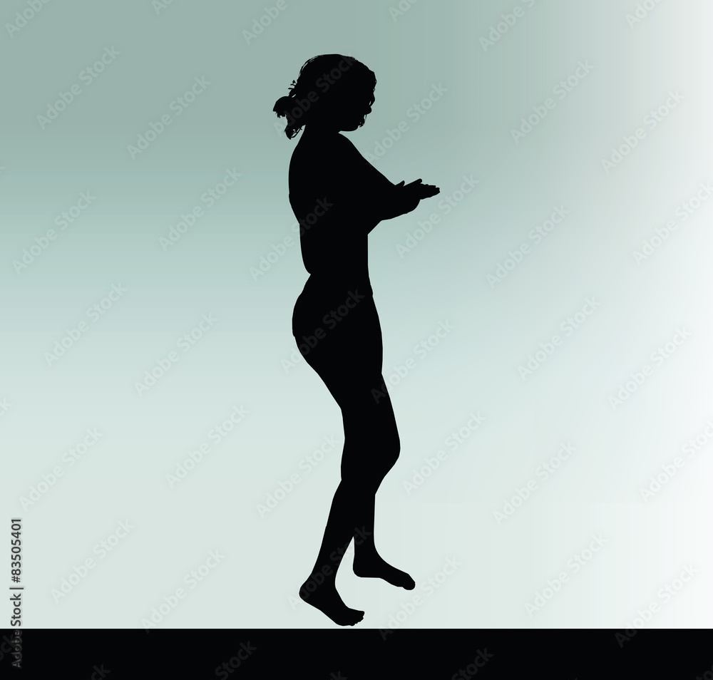 woman silhouette with hand gesture