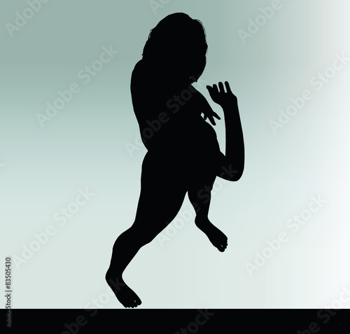 woman silhouette with hand gesture greet