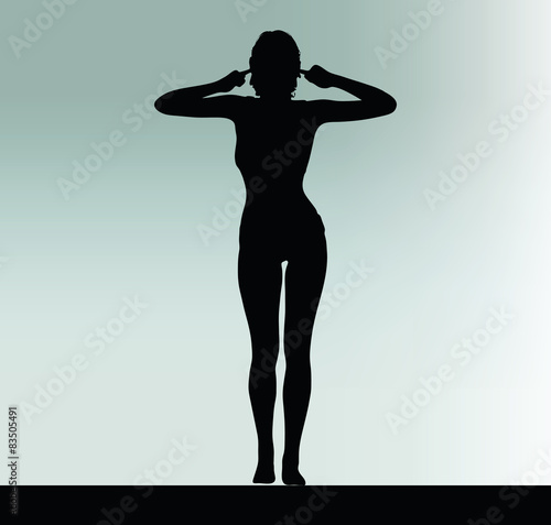 woman silhouette with hand gesture turn a deaf ear © ISTANBUL2009