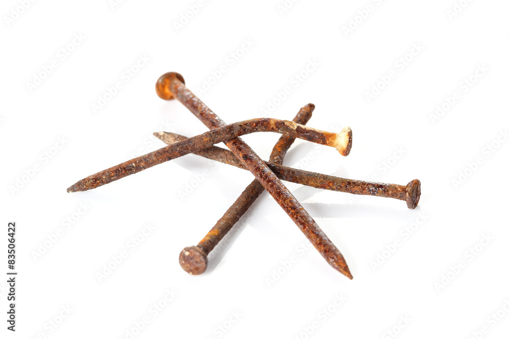 rusty nails isolated on white background rusty nails isolated on white background