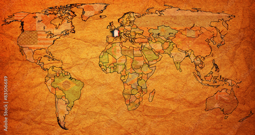 Naklejka premium france territory on world map
