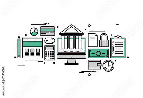 Banking and finance line style illustration