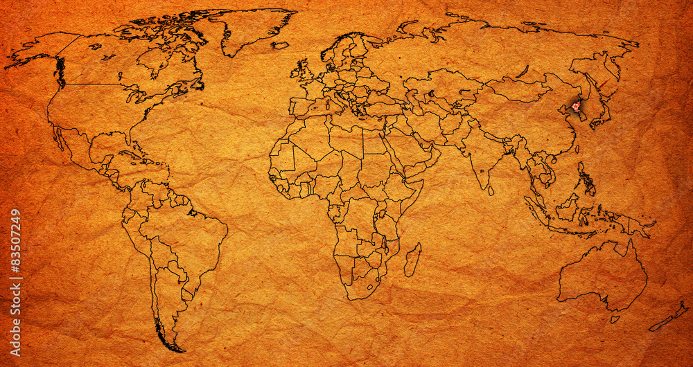 Fototapeta premium north korea territory on world map
