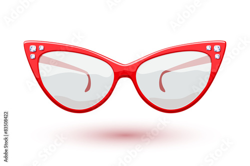Cat eye red glasses illustration.