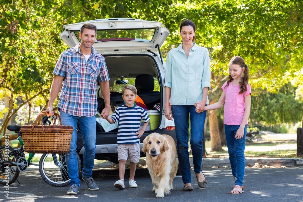 Happy family getting ready for road trip Happy family getting ready for road trip