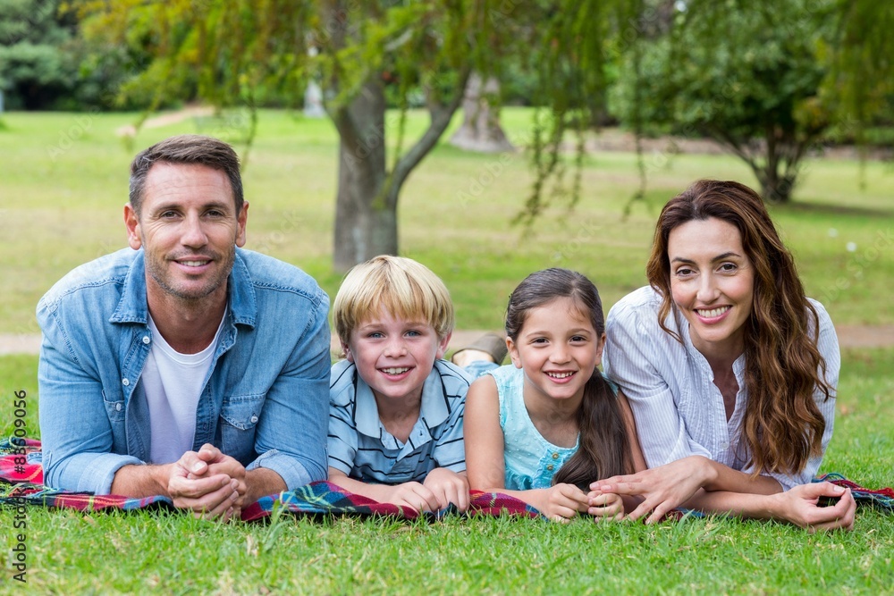 Happy family in the park together