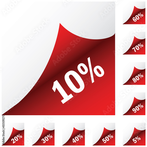 Red paper sickers with discount