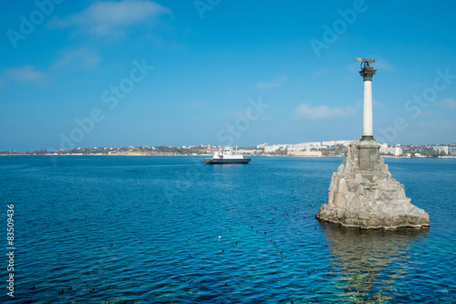 Iconic monument to the sunken ships in Sevastopol Bay, Crimea