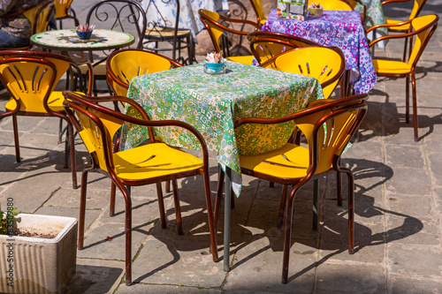 Outdoor restaurant table in Italy