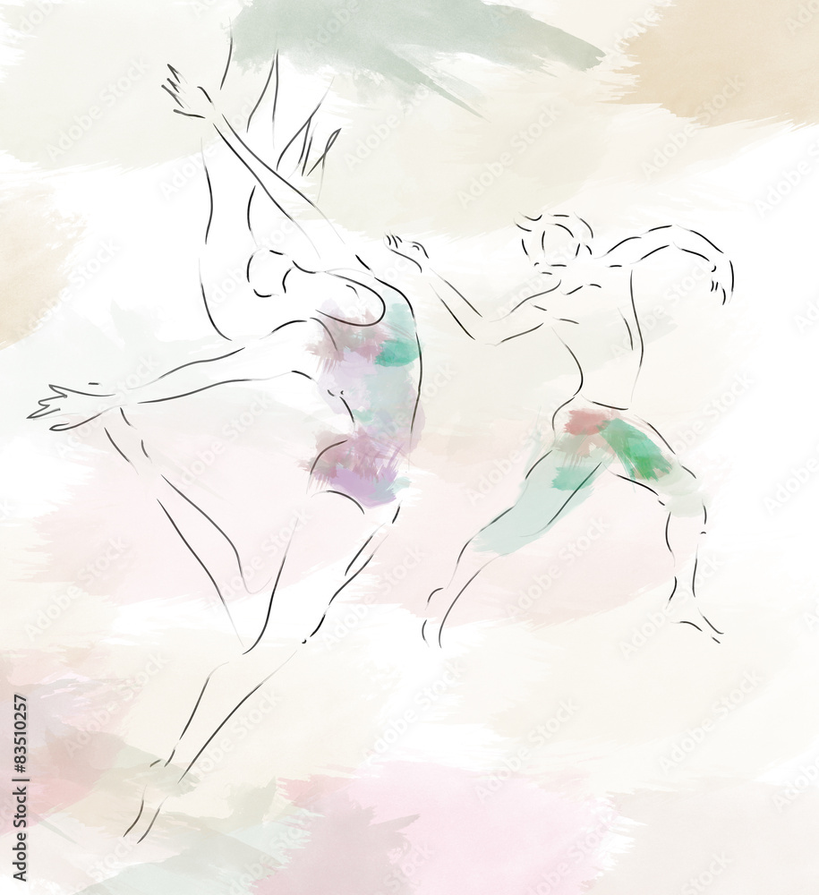 Obraz Współcześni tancerze baletowi. Mężczyzna i kobieta tańczy