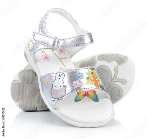 Silver sandals for a little girl