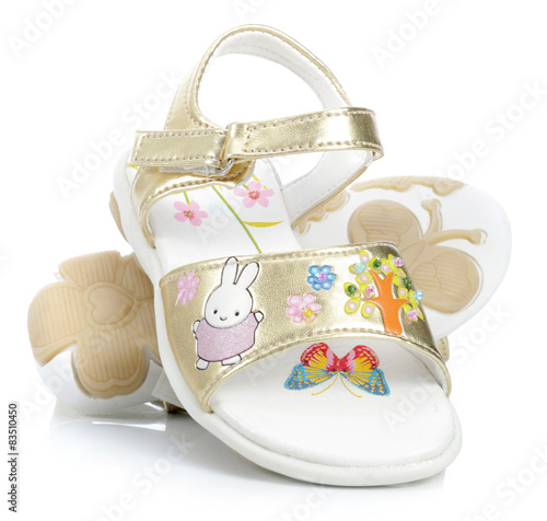 Gold sandals for a little girl