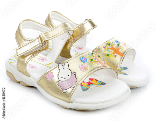Gold sandals for a little girl