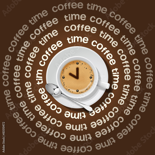 cup of clock in cappuccino