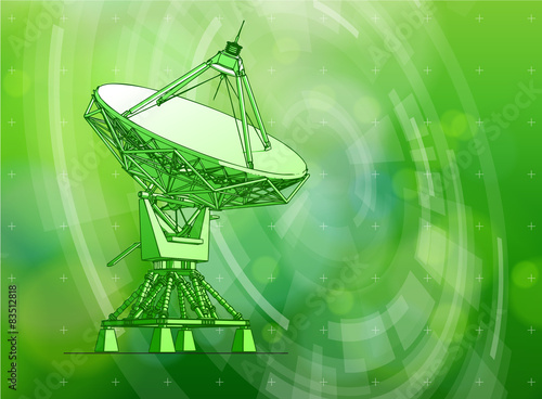large astronomical Doppler radar, radial HUD & green bokeh