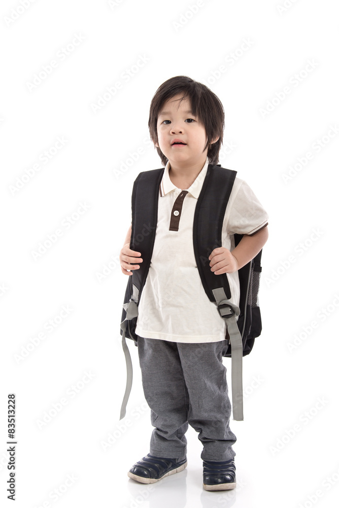Portrait of Asian schoolboy with backpack