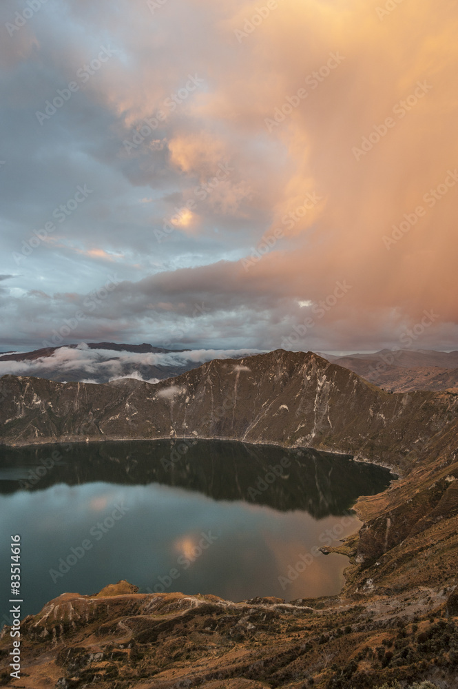 Quilotoa caldera and lake (lagoon), Andes, Ecuador