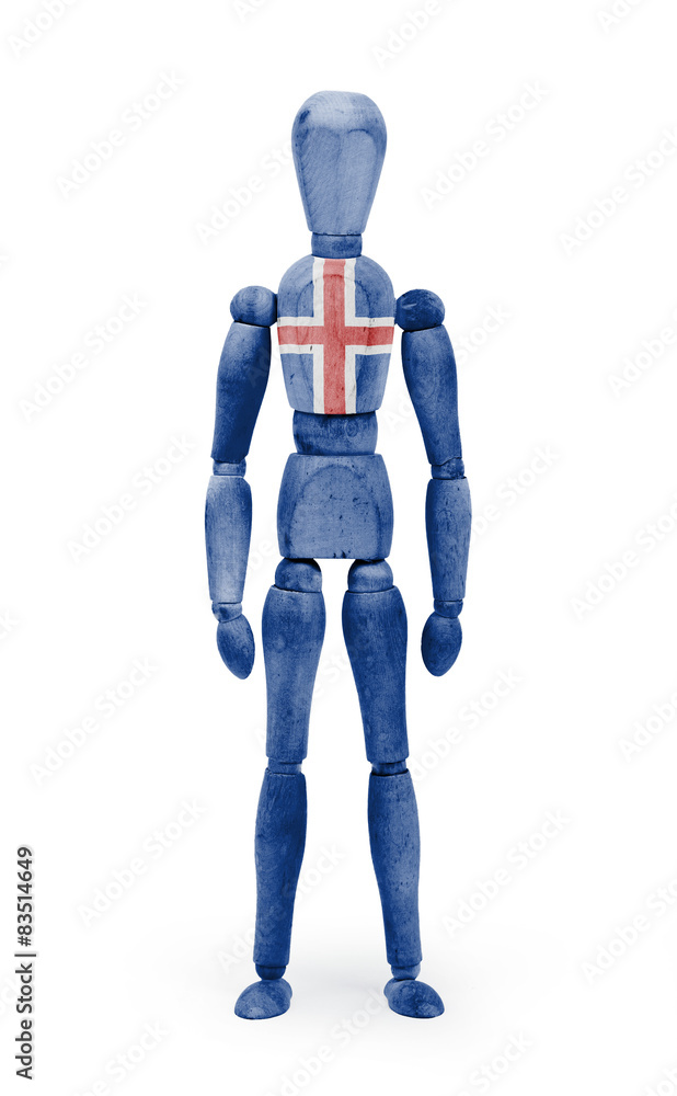 Wood figure mannequin with flag bodypaint - Iceland Wood figure mannequin with flag bodypaint - Iceland