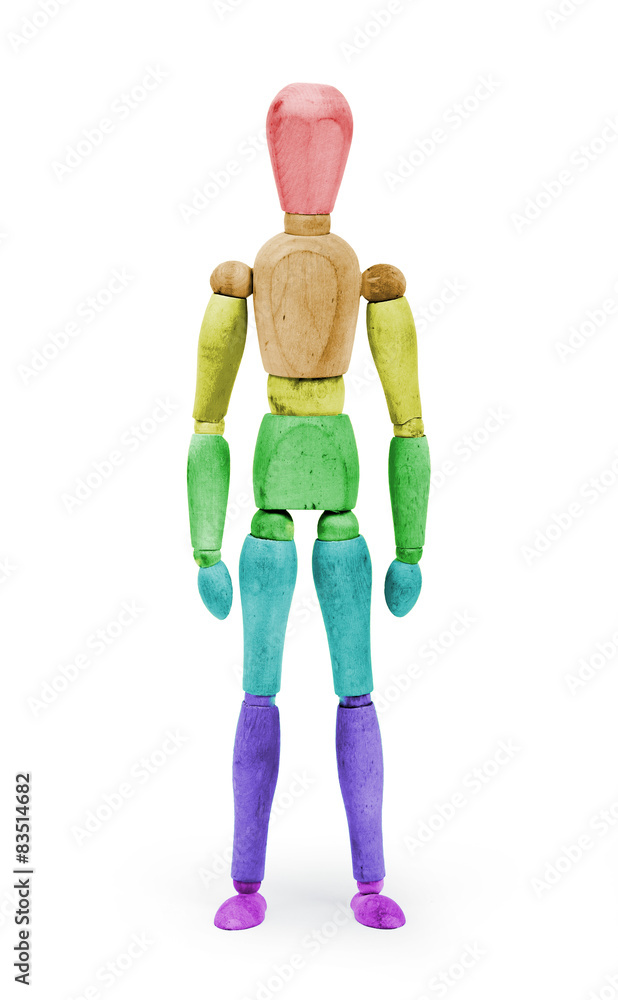 Wood figure mannequin with bodypaint - Rainbow flag Wood figure mannequin with bodypaint - Rainbow flag
