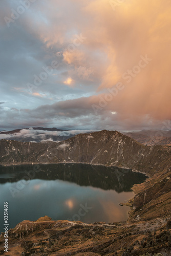 Quilotoa caldera and lake (lagoon), Andes, Ecuador