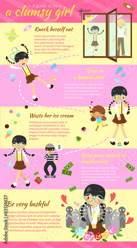 A guide to be a clumsy girl infographic template layout design w