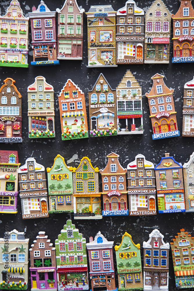 miniature canal houses in Amsterdam souvenir shop