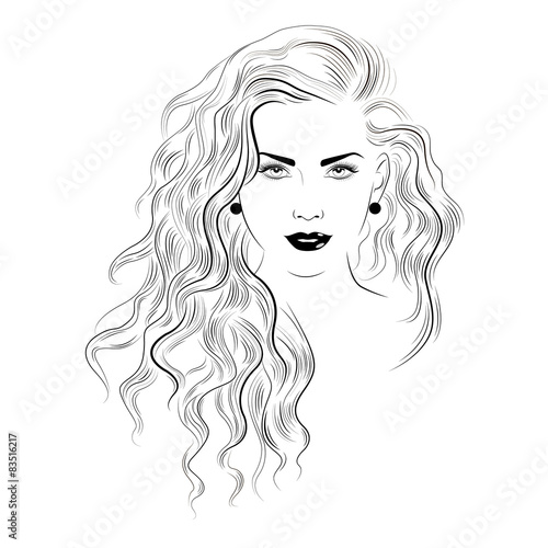 Beautiful girl with black long hair 