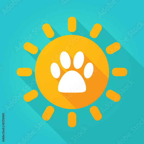 Long shadow sun icon with an animal footprint