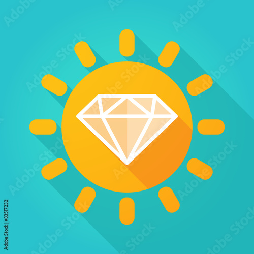Long shadow sun icon with a diamond