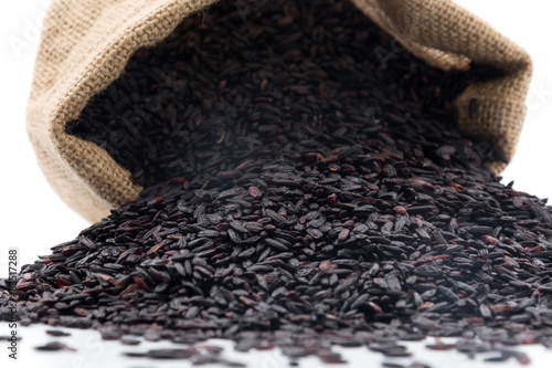 black sticky gaba rice isolated on white background