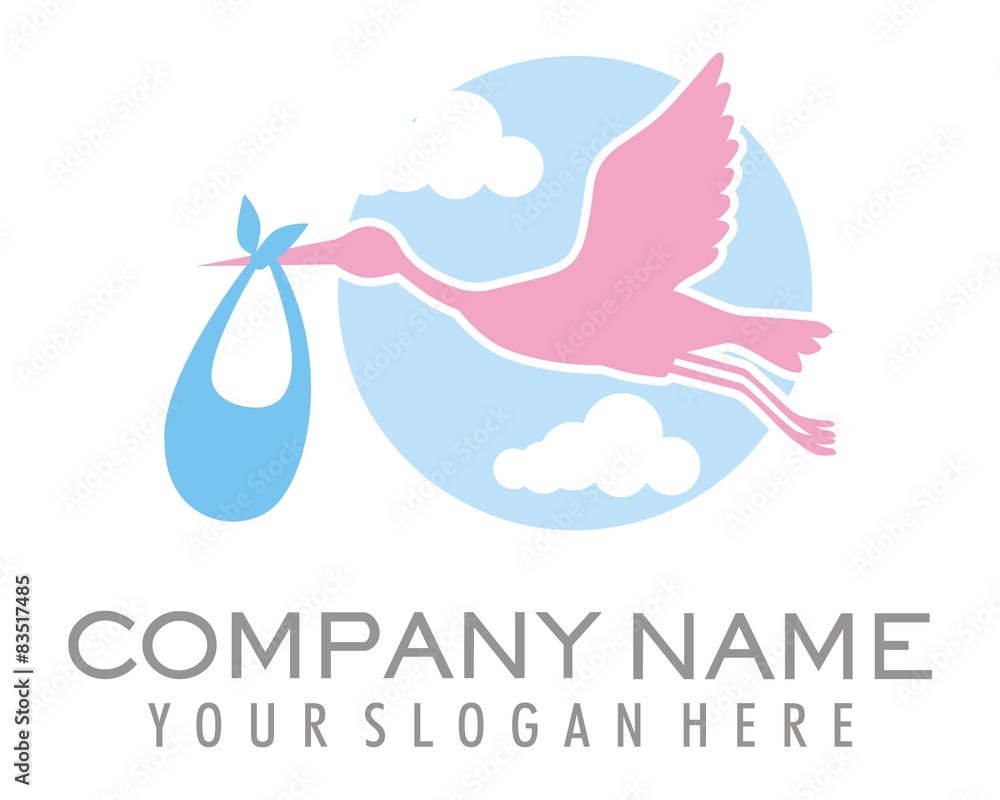 Obraz premium stork delivery logo image vector