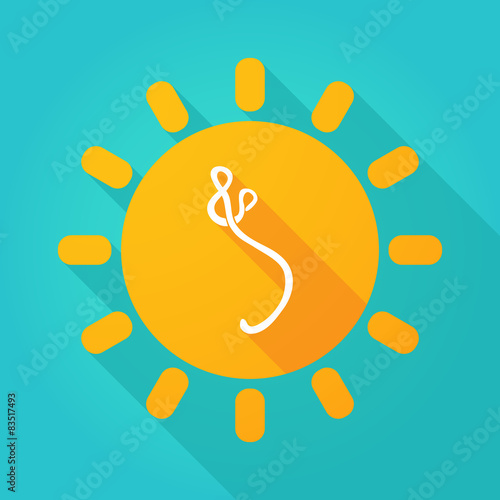 Long shadow sun icon with an ebola sign