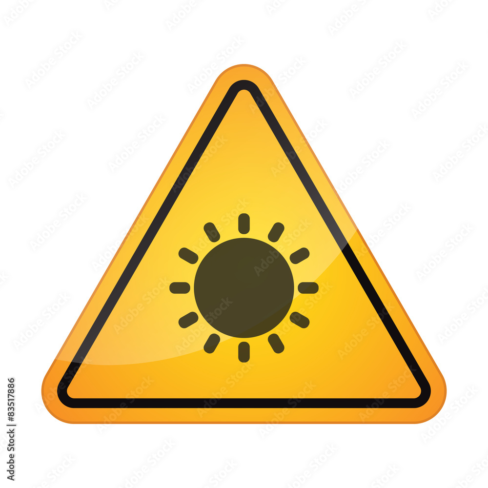 Danger signal icon with a sun Danger signal icon with a sun